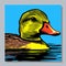 Pop Art Duck Image: Woodcut-inspired Graphics With Realistic Light And Color