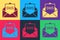 Pop art Envelope icon isolated on color background. Received message concept. New, email incoming message, sms. Mail