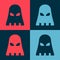 Pop art Executioner mask icon isolated on color background. Hangman, torturer, executor, tormentor, butcher, headsman