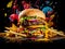 Pop-Art Feast: Exaggerated Dimensions of Urban Fast Food in Vibrant Graffiti