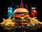 Pop-Art Feast: Exaggerated Dimensions of Urban Fast Food in Vibrant Graffiti