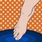Pop art Female foot falls into hot or cold water.