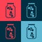 Pop art Fireflies bugs in a jar icon isolated on color background. Vector