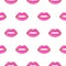 Pop art girl style pink lipstick lips seamless vector pattern.