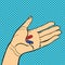 Pop art hand with pills vector illustration.