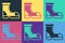 Pop art Hunter boots icon isolated on color background. Vector