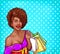 pop art illustration of a black woman holding shopping bags
