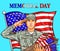 pop art illustration for a memorial day - a male soldier against an American flag