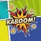 Pop art kaboom texting stars colored background design