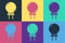 Pop art Light emitting diode icon isolated on color background. Semiconductor diode electrical component. Vector