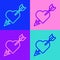 Pop art line Amour symbol with heart and arrow icon isolated on color background. Love sign. Valentines symbol. Vector