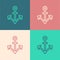 Pop art line Anchor icon isolated on color background. Vector