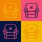 Pop art line Armchair icon isolated on color background. Vector