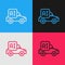 Pop art line Autonomous artificial Intelligence smart car icon isolated on color background. Vector