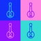 Pop art line Banjo icon isolated on color background. Musical instrument. Vector