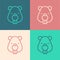 Pop art line Beaver animal icon isolated on color background. Vector