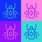 Pop art line Beetle bug icon isolated on color background. Vector