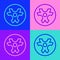 Pop art line Biohazard symbol icon isolated on color background. Vector