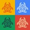 Pop art line Biohazard symbol icon isolated on color background. Vector