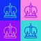 Pop art line British crown icon isolated on color background. Vector