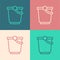 Pop art line Bucket icon isolated on color background. Vector