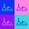 Pop art line Bumper car icon isolated on color background. Amusement park. Childrens entertainment playground