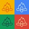Pop art line Campfire icon isolated on color background. Burning bonfire with wood. Vector