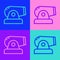 Pop art line Cannon icon isolated on color background. Vector