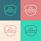 Pop art line Captain hat icon isolated on color background. Vector