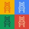 Pop art line Chair icon isolated on color background. Vector