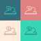 Pop art line Clockwork mouse icon isolated on color background. Wind up mouse toy. Vector