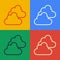 Pop art line Cloudy weather icon isolated on color background. Vector