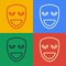 Pop art line Comedy theatrical mask icon isolated on color background. Vector