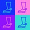 Pop art line Cowboy boot icon isolated on color background. Vector Illustration