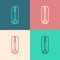 Pop art line Curling iron for hair icon isolated on color background. Hair straightener icon. Vector