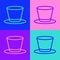 Pop art line Cylinder hat icon isolated on color background. Vector