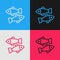 Pop art line Dead fish icon isolated on color background. Vector