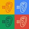 Pop art line Deafness icon isolated on color background. Deaf symbol. Hearing impairment. Vector