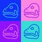 Pop art line Dinosaur skull icon isolated on color background. Vector