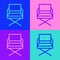 Pop art line Director movie chair icon isolated on color background. Film industry. Vector Illustration