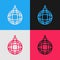 Pop art line Disco ball icon isolated on color background. Vector