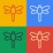 Pop art line Dragonfly icon isolated on color background. Vector