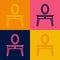 Pop art line Dressing table icon isolated on color background. Vector