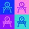 Pop art line Dressing table icon isolated on color background. Vector