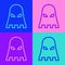 Pop art line Executioner mask icon isolated on color background. Hangman, torturer, executor, tormentor, butcher