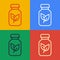 Pop art line Fertilizer bottle icon isolated on color background. Vector