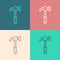 Pop art line Hammer icon isolated on color background. Tool for repair. Vector