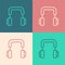 Pop art line Headphones icon isolated on color background. Earphones. Concept for listening to music, service