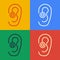 Pop art line Hearing aid icon isolated on color background. Hearing and ear. Vector