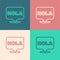 Pop art line Hola icon isolated on color background. Vector